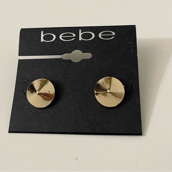 Bebe Rounded Cone Stud Gold Earrings - Picture 3 of 9